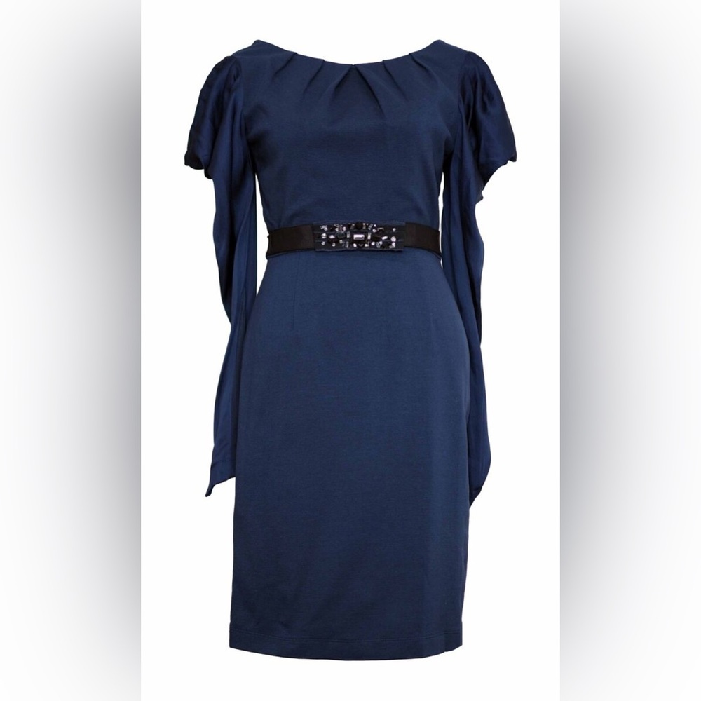 BCBG belted puff sleeve dress